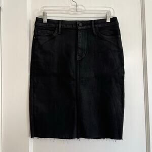 Sam Edelman Riley Coated Black Denim Knee-Length Skirt